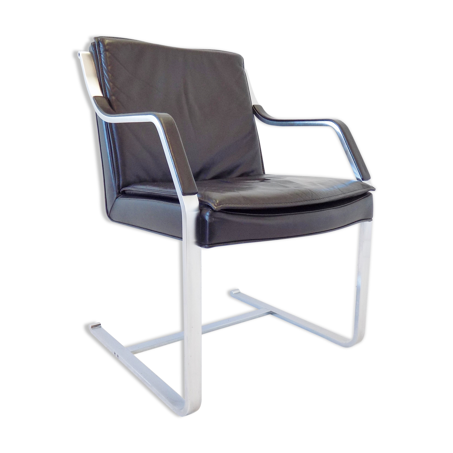 Fauteuil en cuir noir Knoll Art Collection par Rudolf B. Glatzel