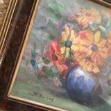 Painting on canvas bouquet of flowers in a vase.