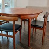 Ensemble chaises et table extensible « Roundette » estampillée  Frem Røjle par le designer Hans Olsen - 1962