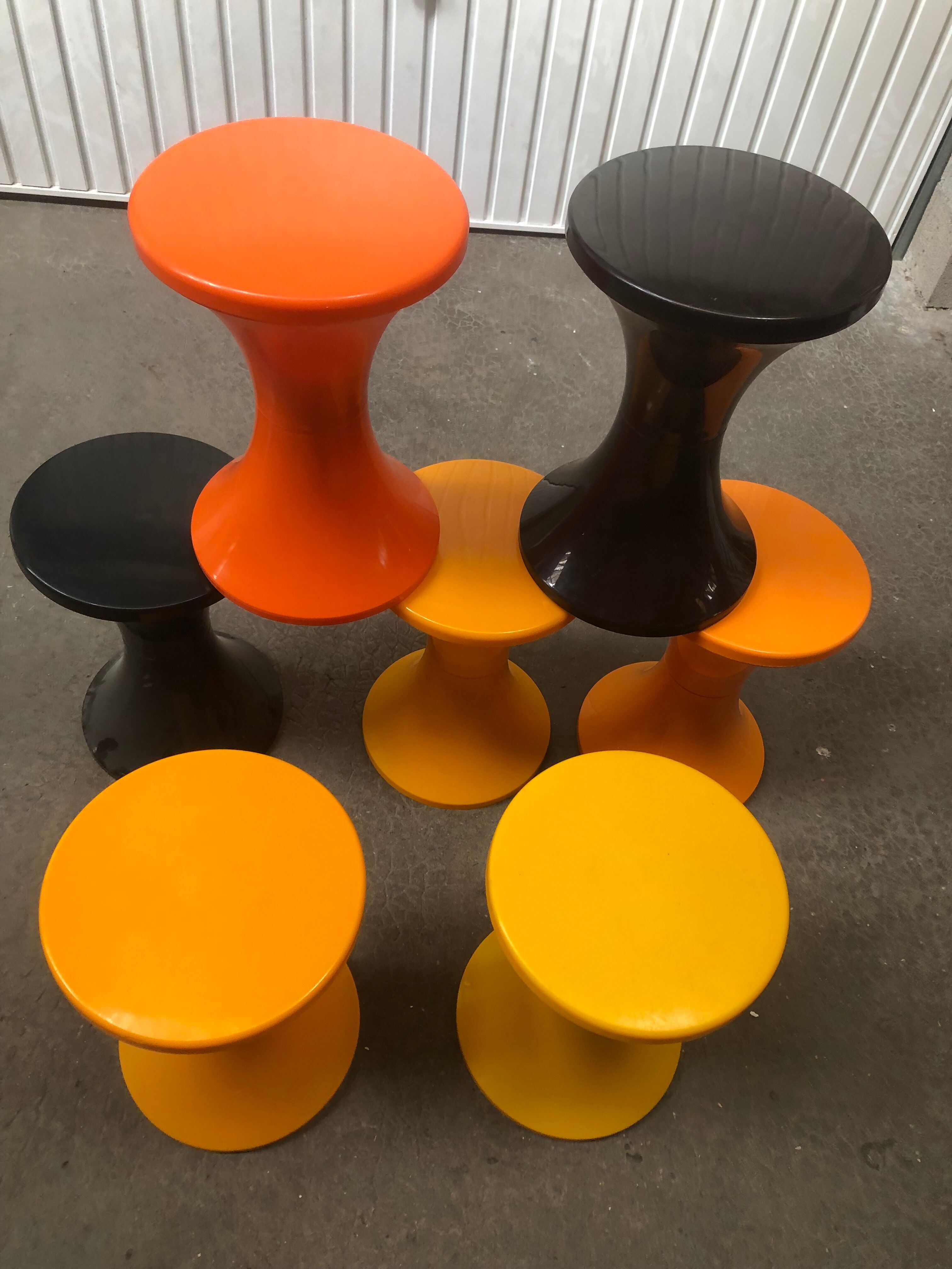 Lot 7 vintage tamtam stools 60s
