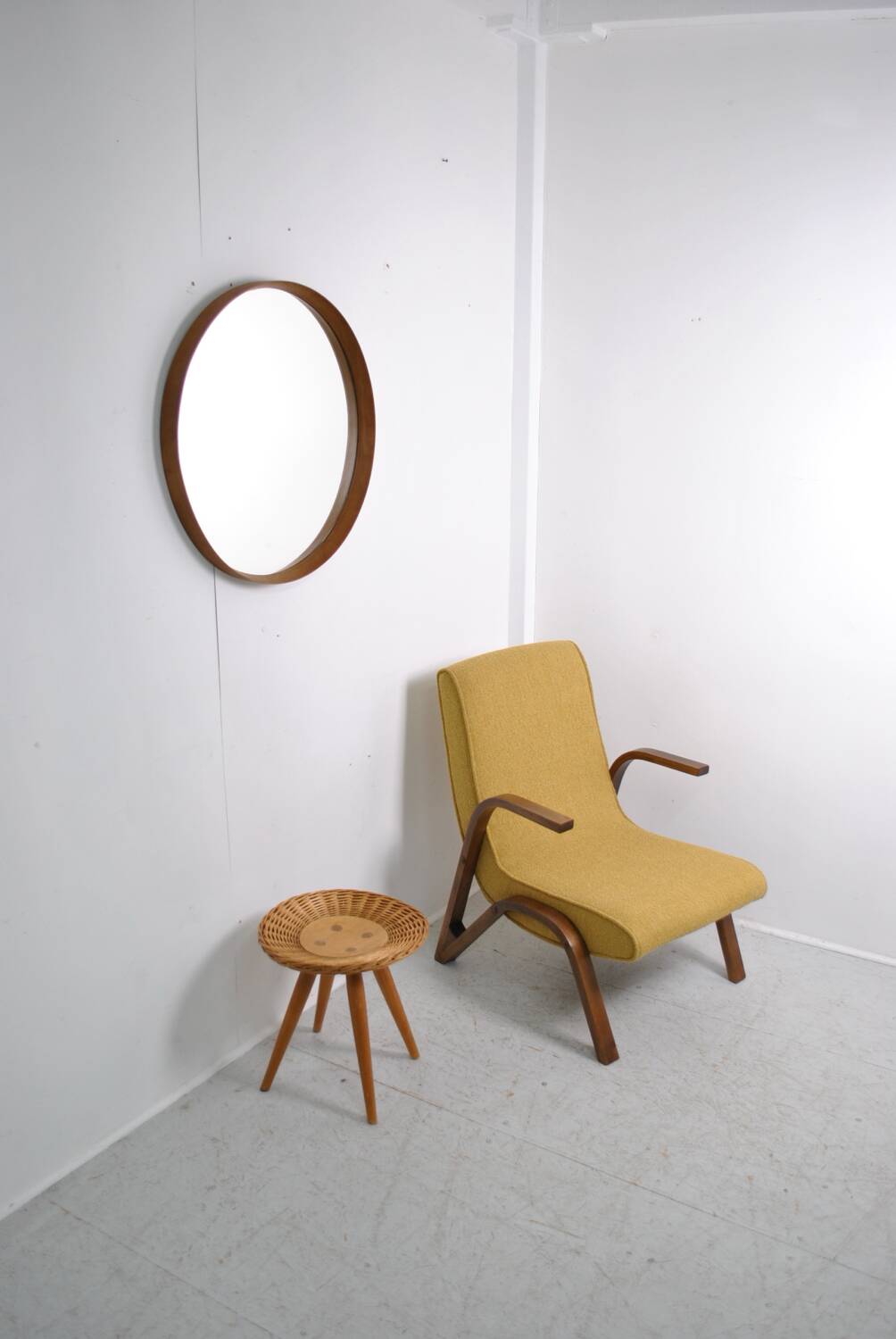 Rattan stool by Jan Kalous for Úluv 1960s
