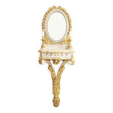Console en bois doré et laqué de style Louis XVI. Circa 1900.