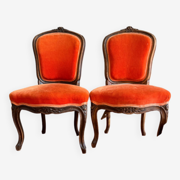 Pair of Louis XV velvet chairs