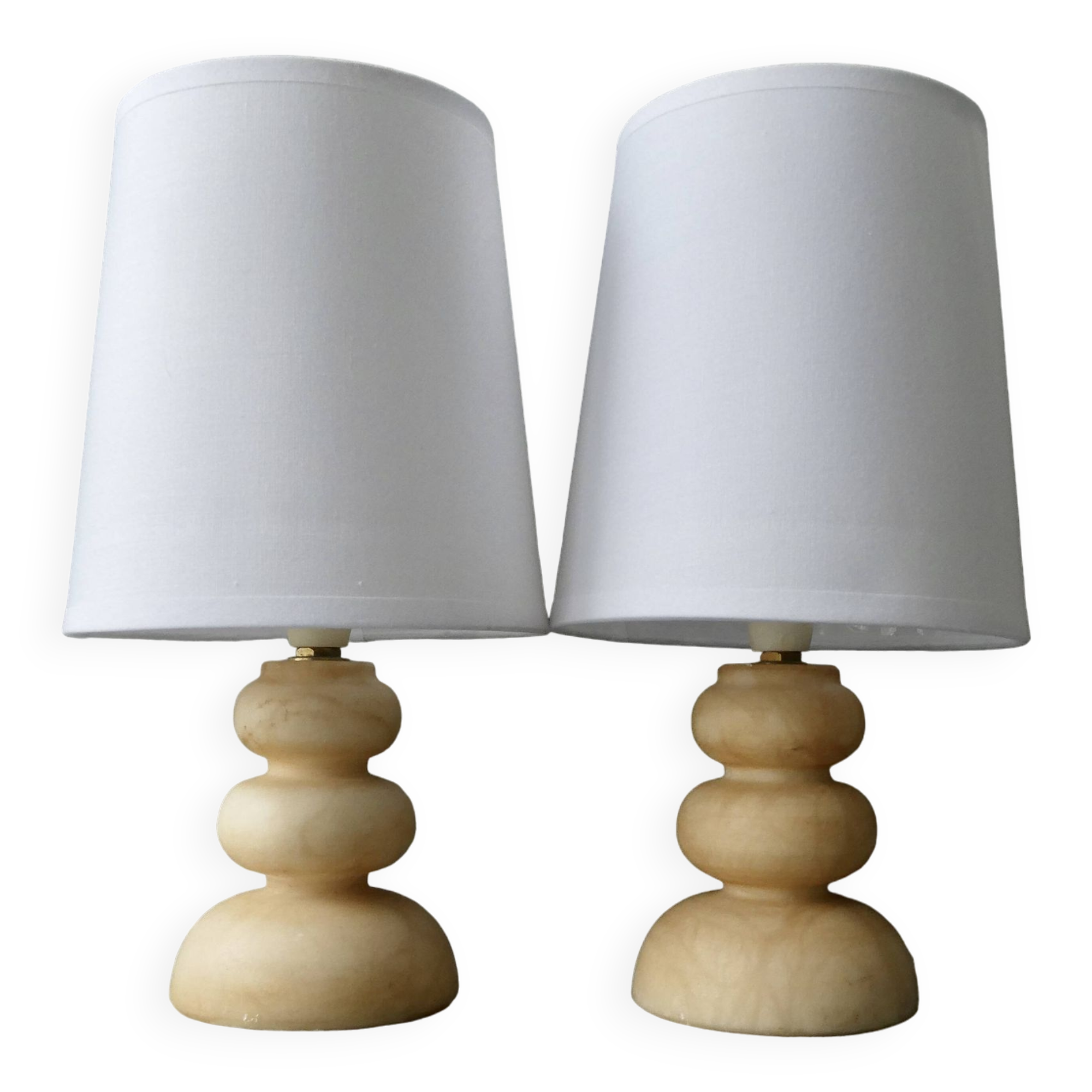 Pair of alabaster lamps, 70s-80s