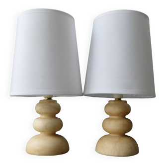 Pair of alabaster lamps, 70s-80s