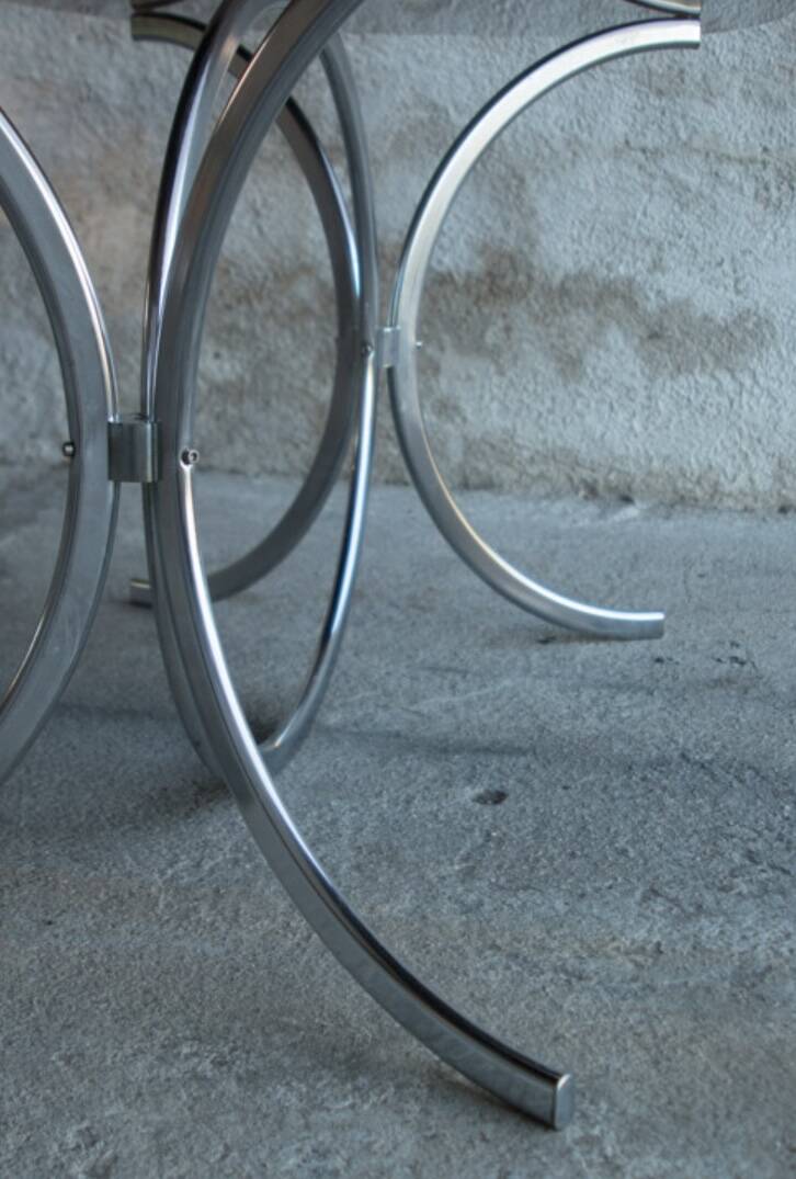 Vintage Italian glass and metal table 1970