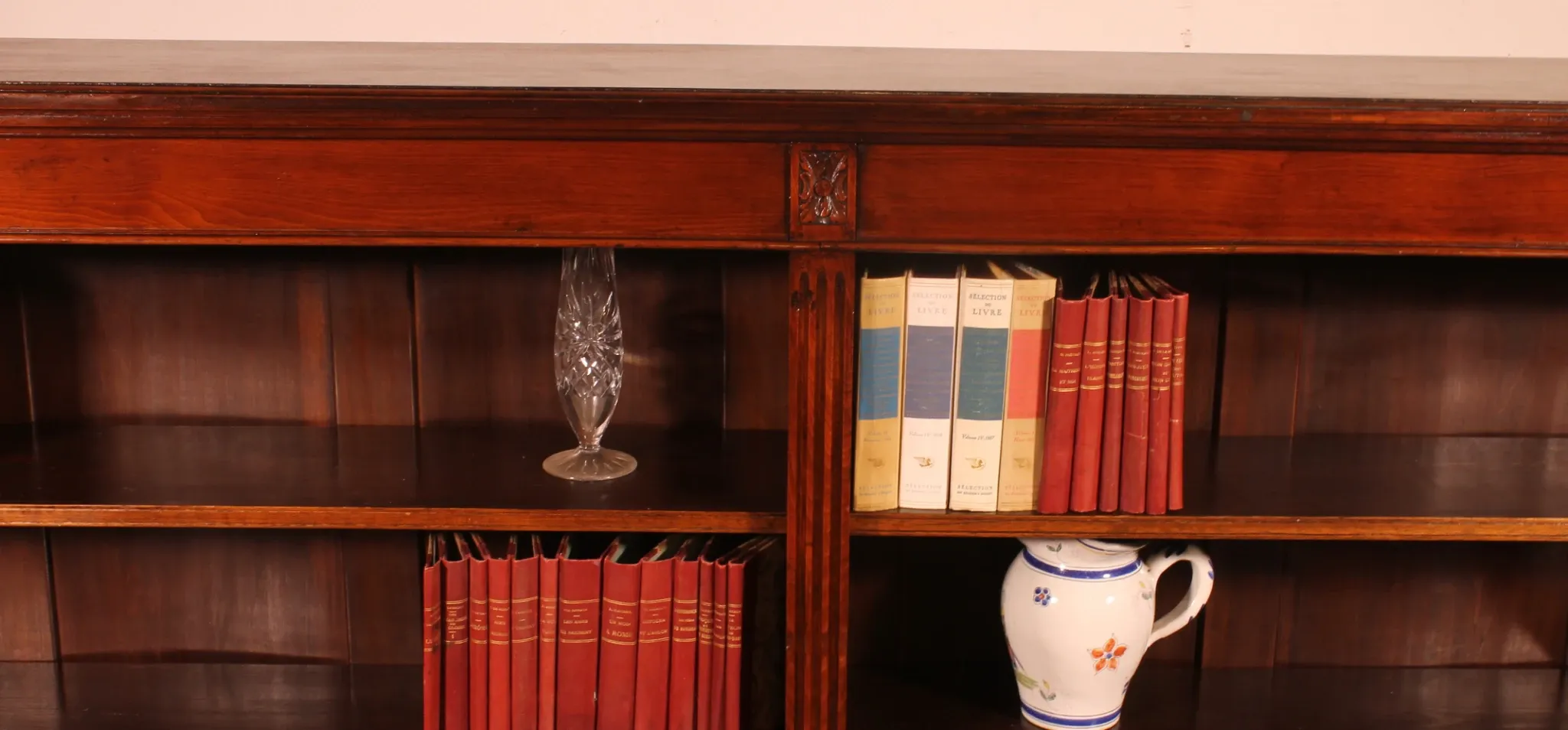 Large Open Mahogany Bookcase Of2.41 Meters Long—19th Century