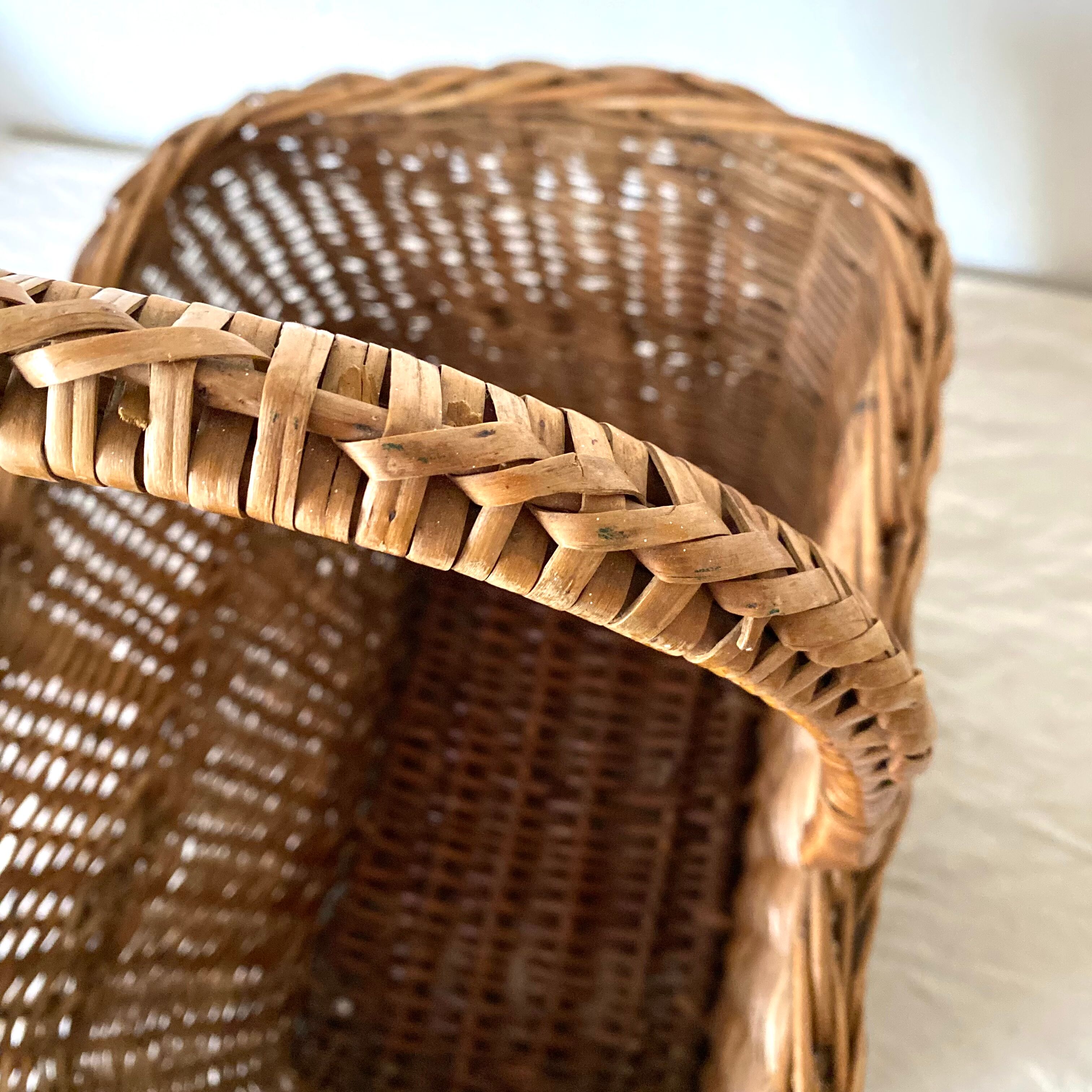 Vintage basket in woven rattan