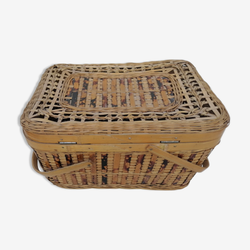 Panier vintage valisette éclisses osier