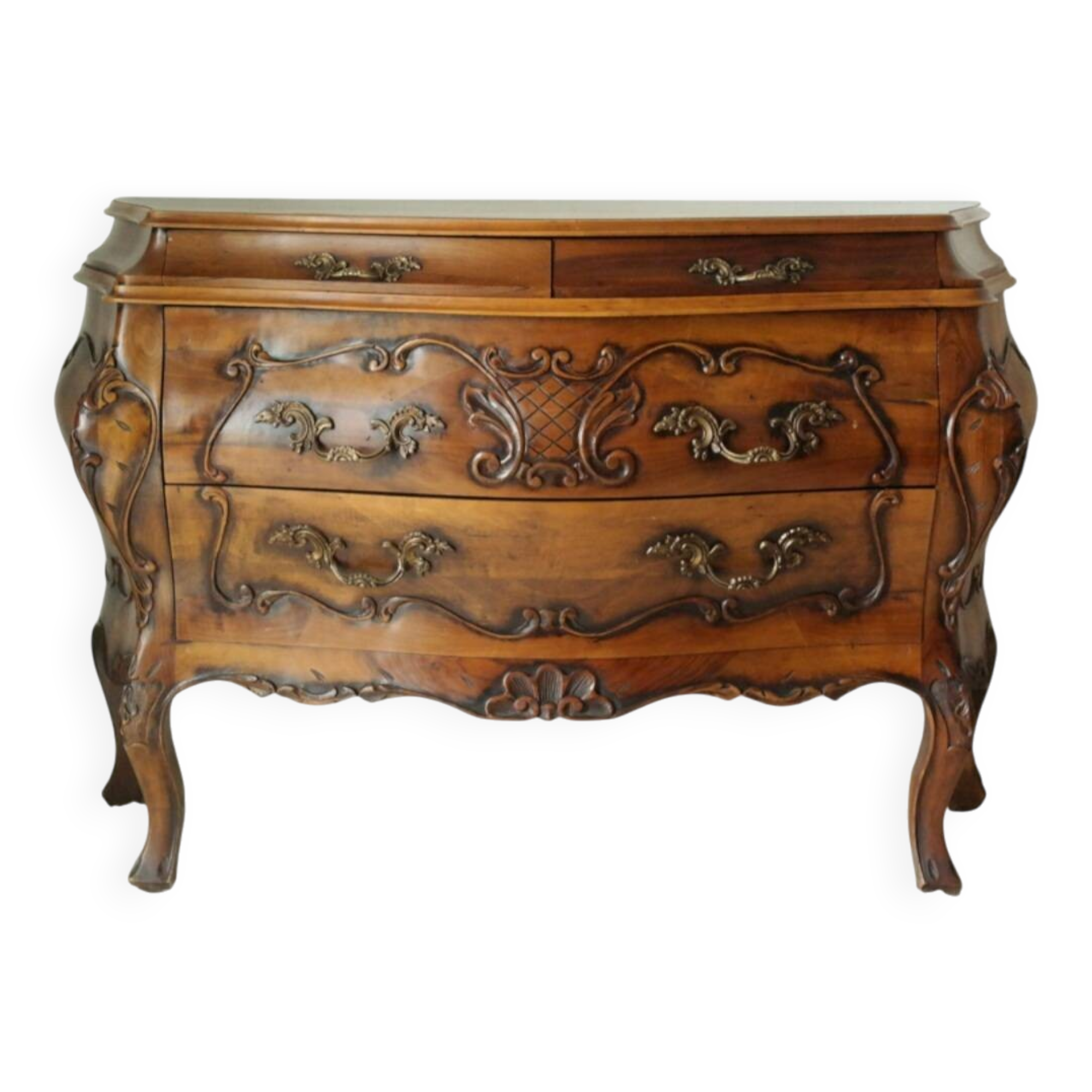 Coffin commode in walnut, Louis XV style, 20th century.