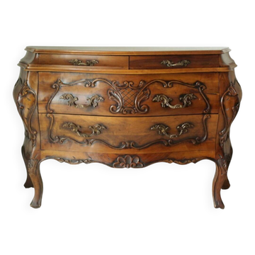 Coffin commode in walnut, Louis XV style, 20th century.