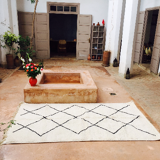 Beni Ourain rug white black geometric patterns 227 x 168 cm