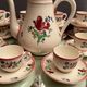 Gien tiled coffee set décor Lorraine Coffee maker cups milk jug