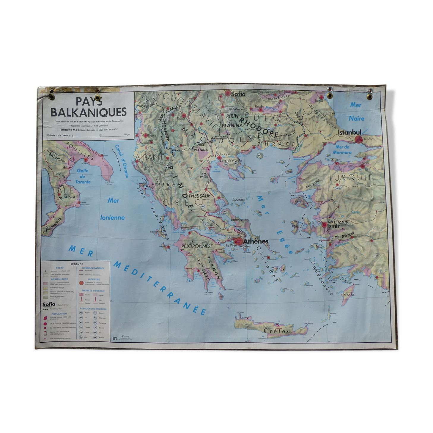 Vintage MDI "Country Balkaniques Poland - Czechoslovakia" school map