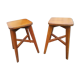 Paire de tabourets bois années 50