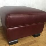 Full-flower buffalo leather sofa and pouf