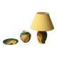 Ceramic lamp L. Drimmer with vase and matching plate.