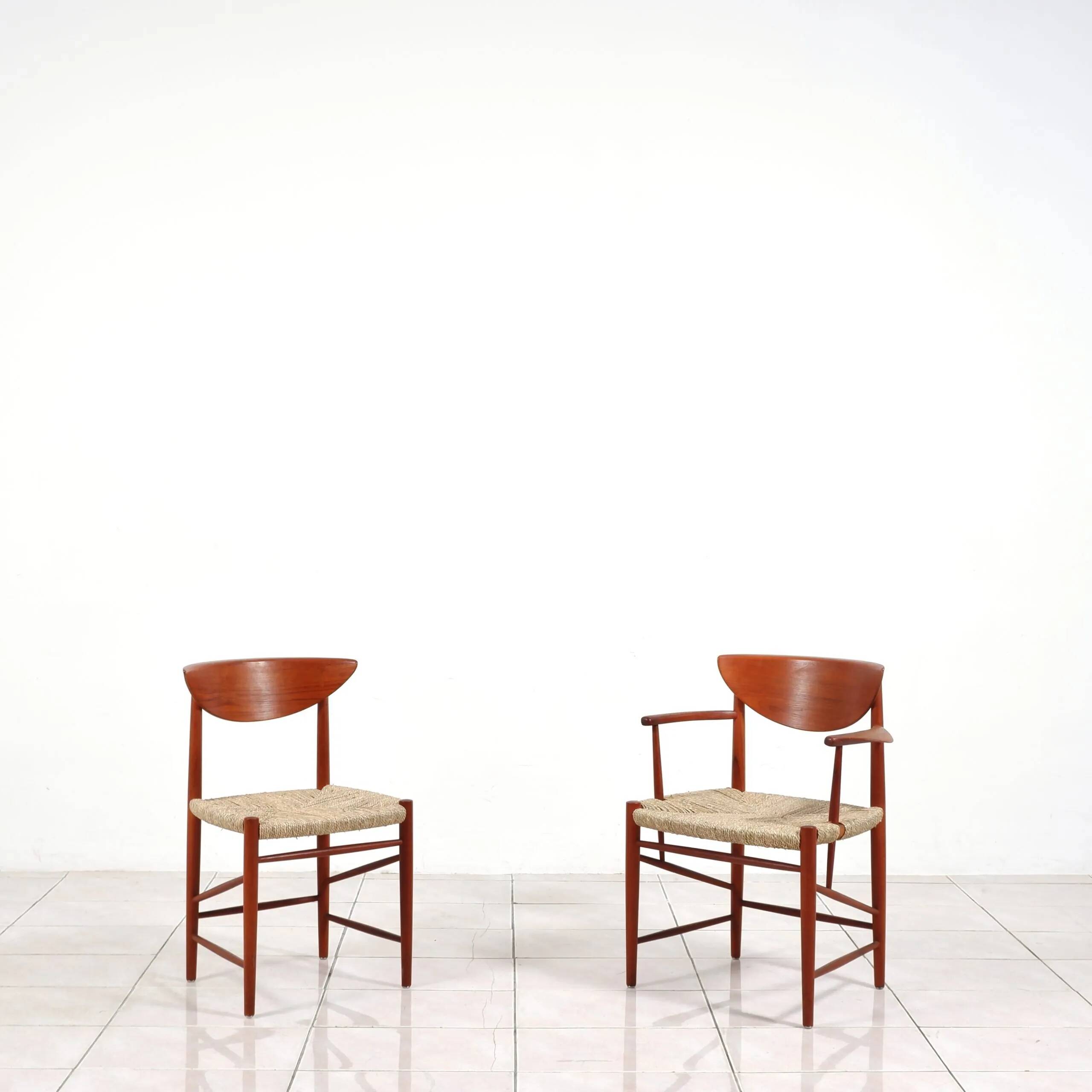 Set of model '317' & '316' by Hvidt & Molgaard-Nielsen for Søborg, fresh weaving