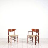 Set of model '317' & '316' by Hvidt & Molgaard-Nielsen for Søborg, fresh weaving