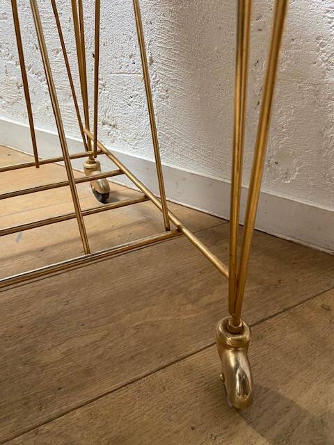 Vintage record storage coffee table on casters