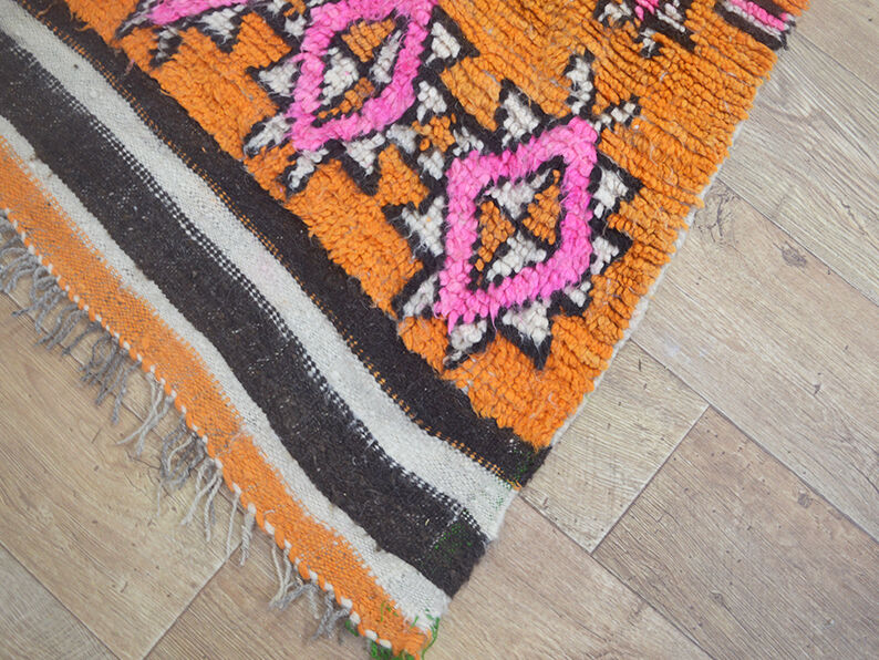 Vintage berber carpet orange 254 x 161 cm