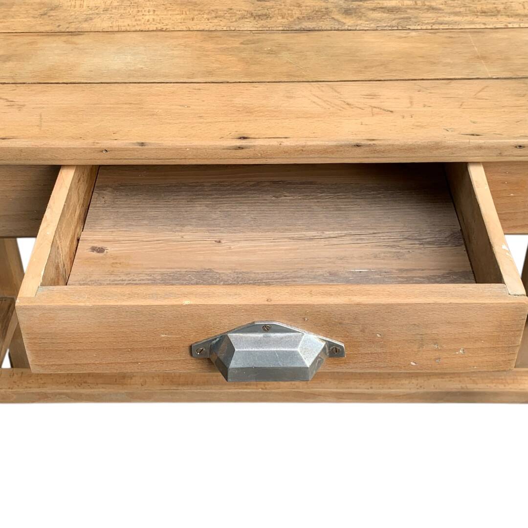 Art Deco farmhouse table in raw wood