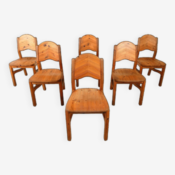 Chaises à repas vintage en pin - 1970