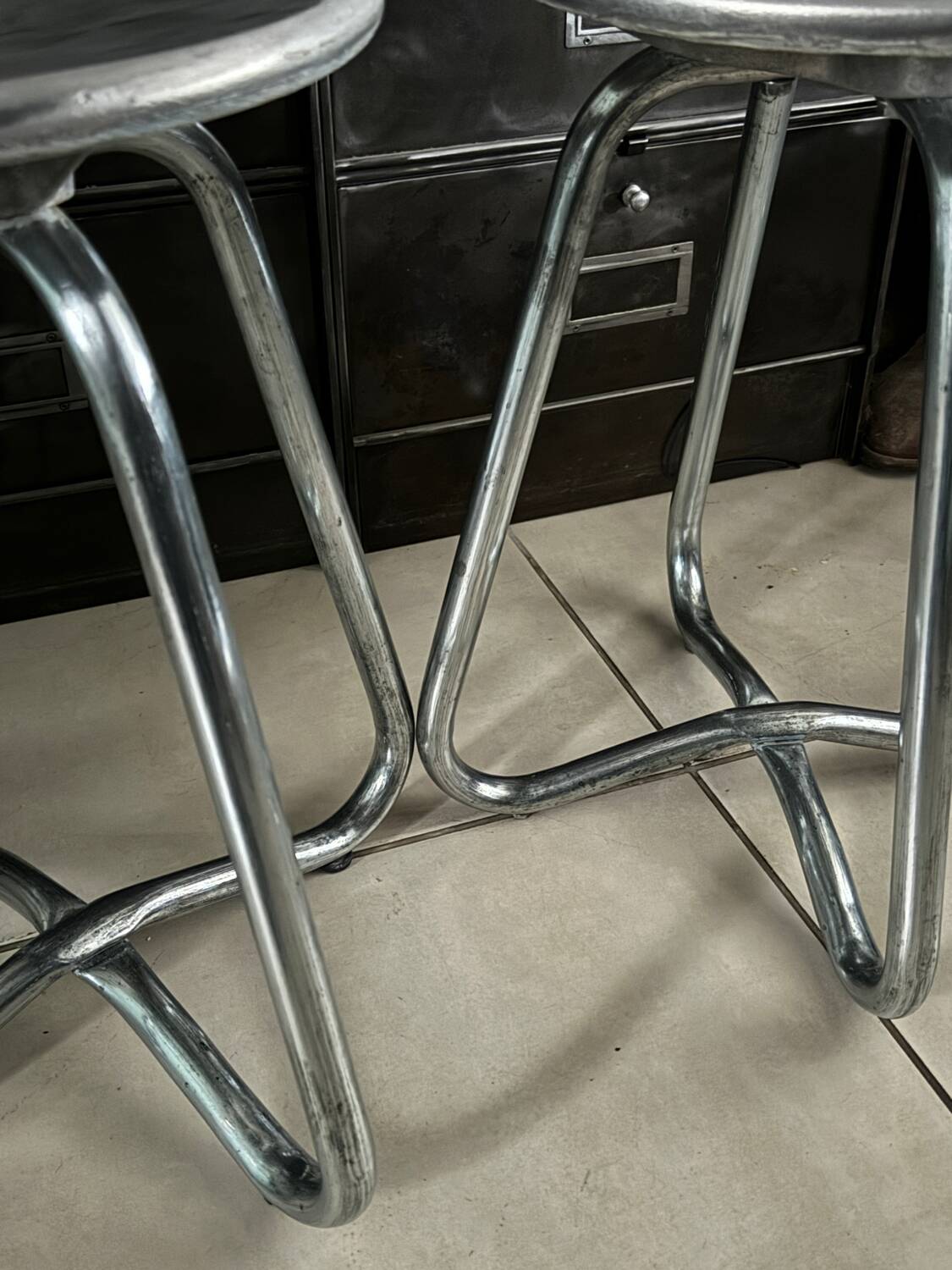 Vintage aluminium cast stools