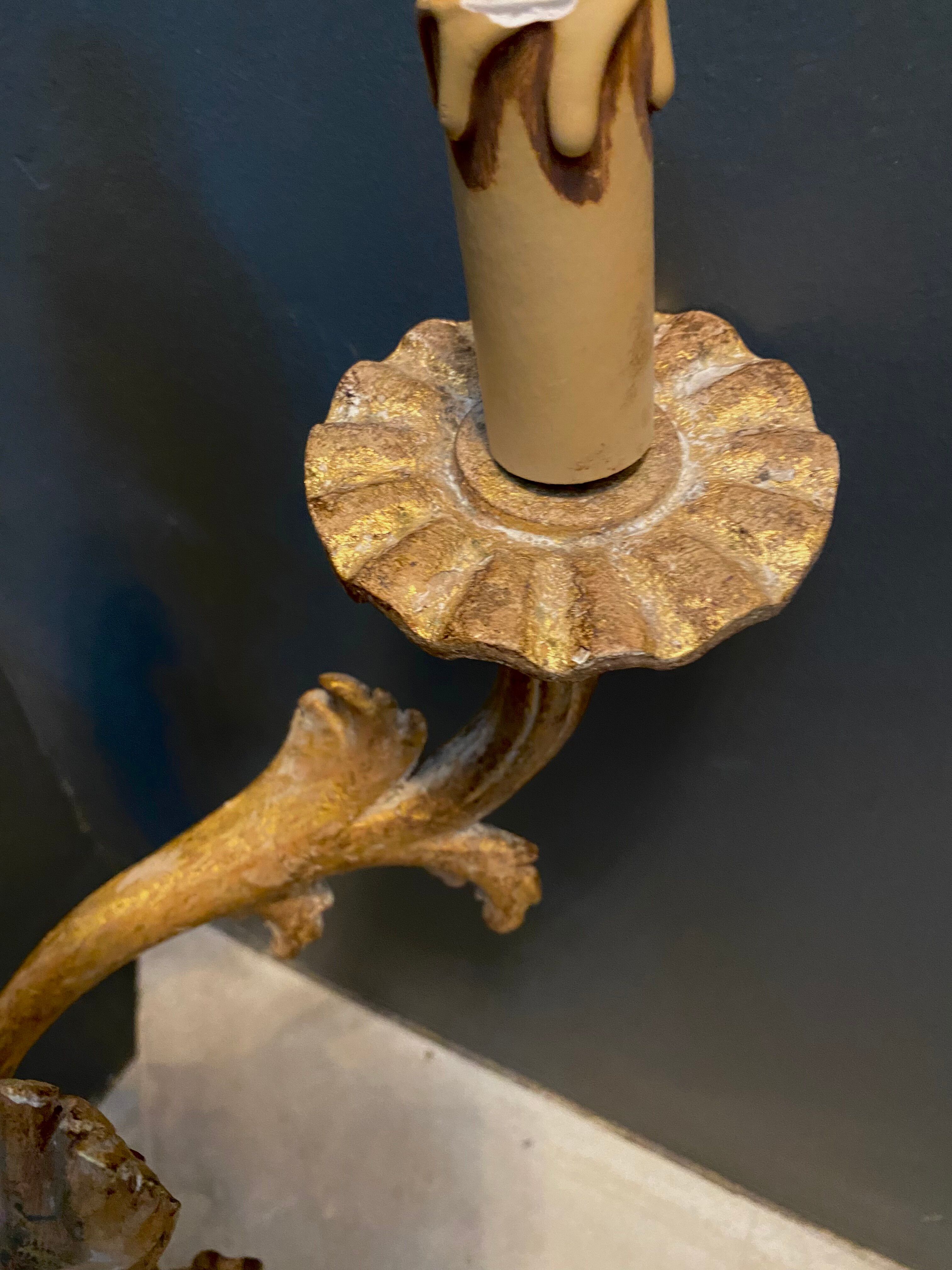 Golden wood wall light