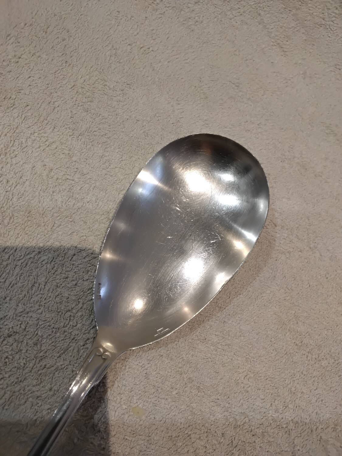 Silver plated rice serving spoons, Christofle Vendome, 25cm