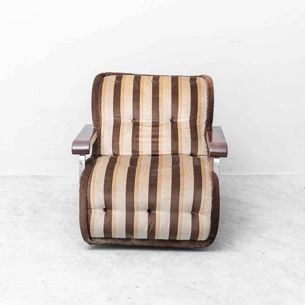 Vintage Malga model armchair in striped fabric – 1970s design
