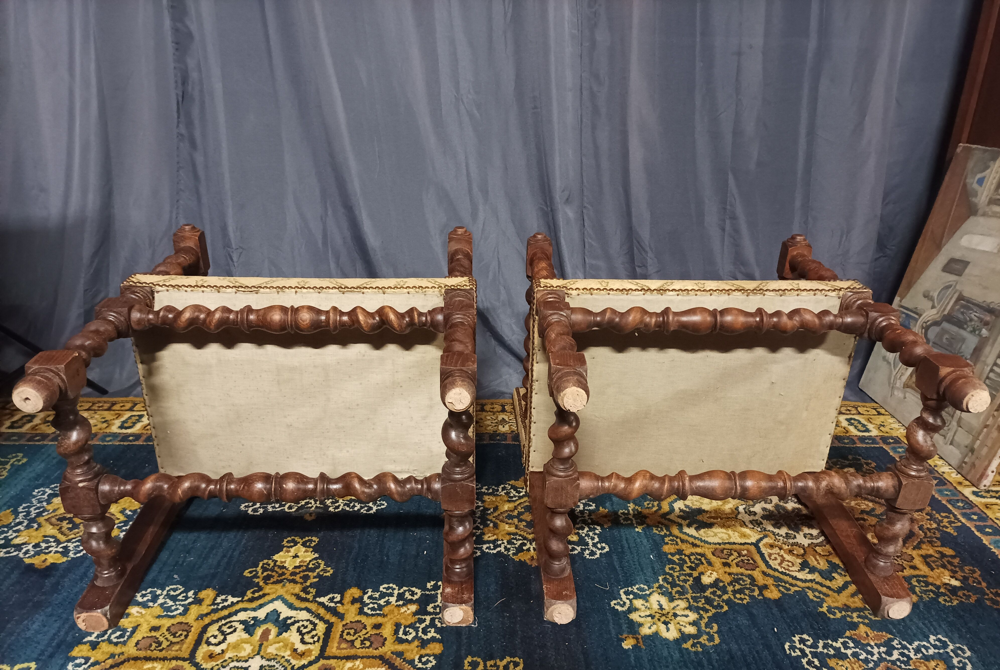 Pair of armchairs Louis XIII style