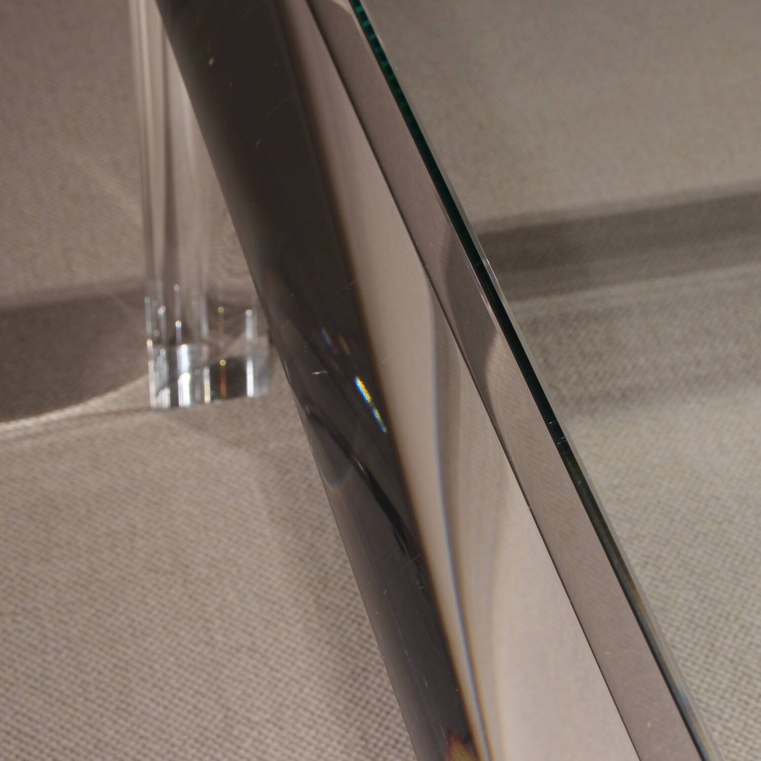 Rectangular Lucite & Brass Coffee Table | Europe 1970s