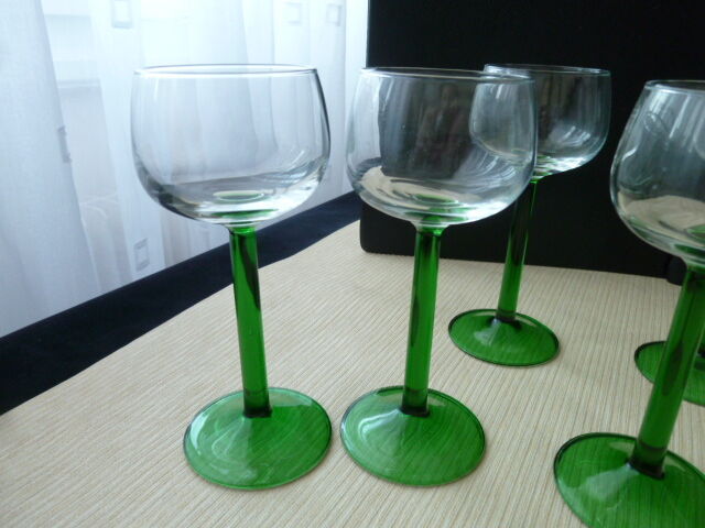 Set de 6 verres à vin d'Alsace en verre uni