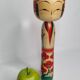 Vintage Japanese Kokeshi doll dated 1987, signed and numbered, floral decoration, 36 cm