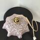 Suspension vintage opaline rose mouchetée et laiton