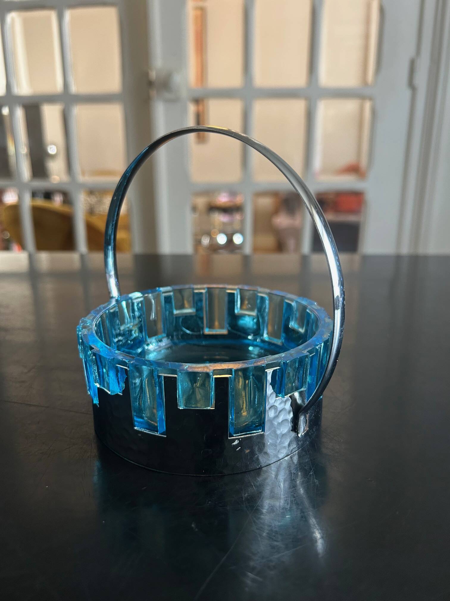 glass and hammered metal pocket emptier