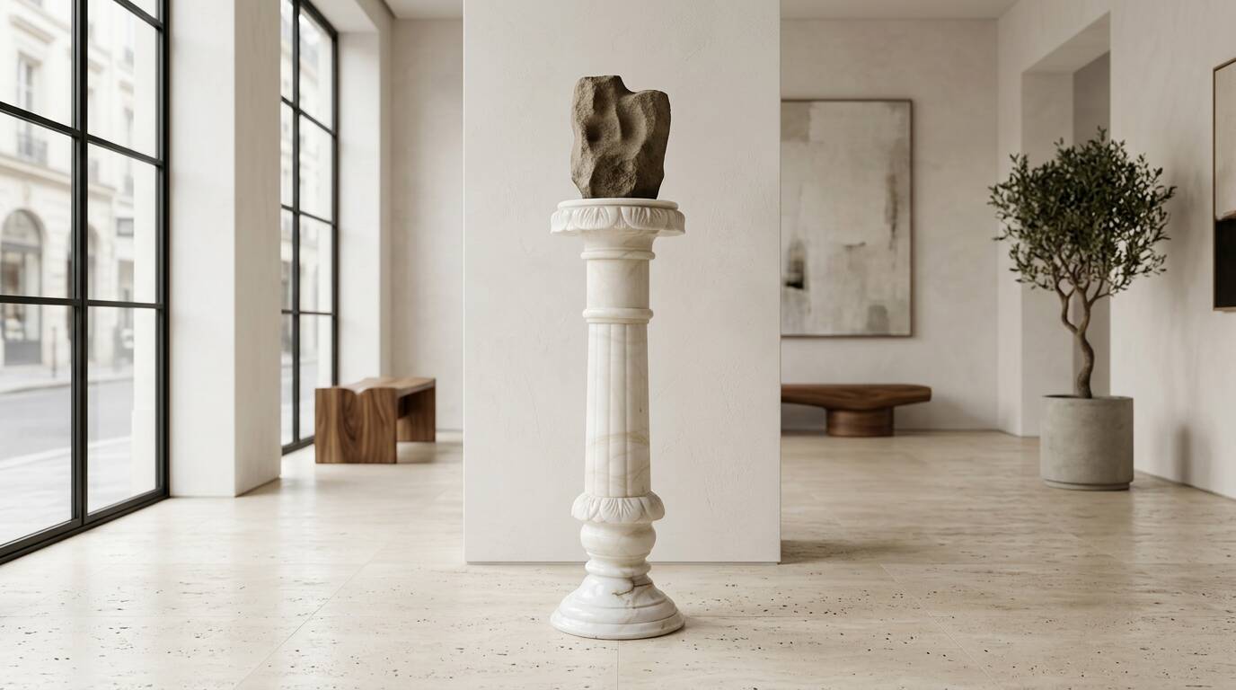 Decorative alabaster column – Vintage sculptural pedestal