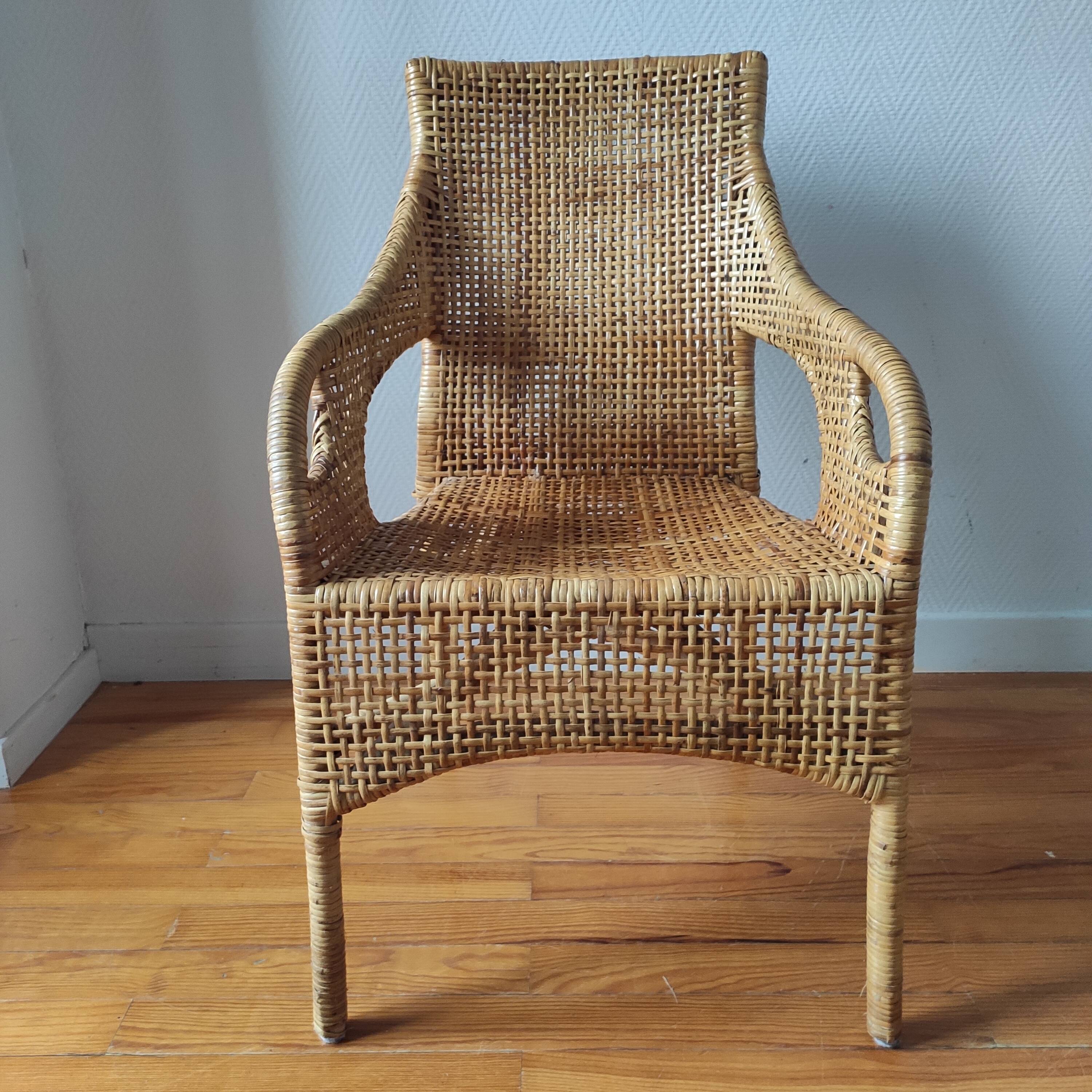 Fauteuil vintage en rotin de Maria Vinka pour Ikéa