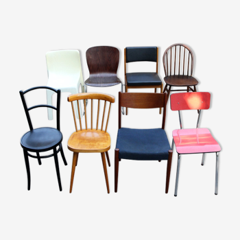 Series of 8 mismatched chairs
