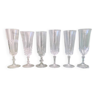 6 dissimilar champagne flutes