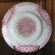 2 anciennes assiettes plates à fleurs rose poinçonner terre de fer hamage st amand "jardinière"