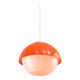 Italian Space Age Orange Plexiglass and Brass Pendant Lamp, 1970s