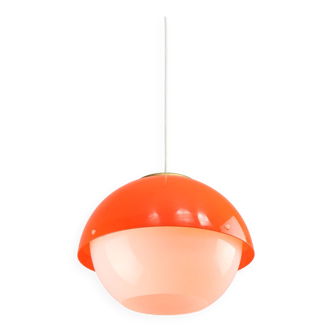 Suspension italienne Space Age en plexiglas orange et laiton, années 1970