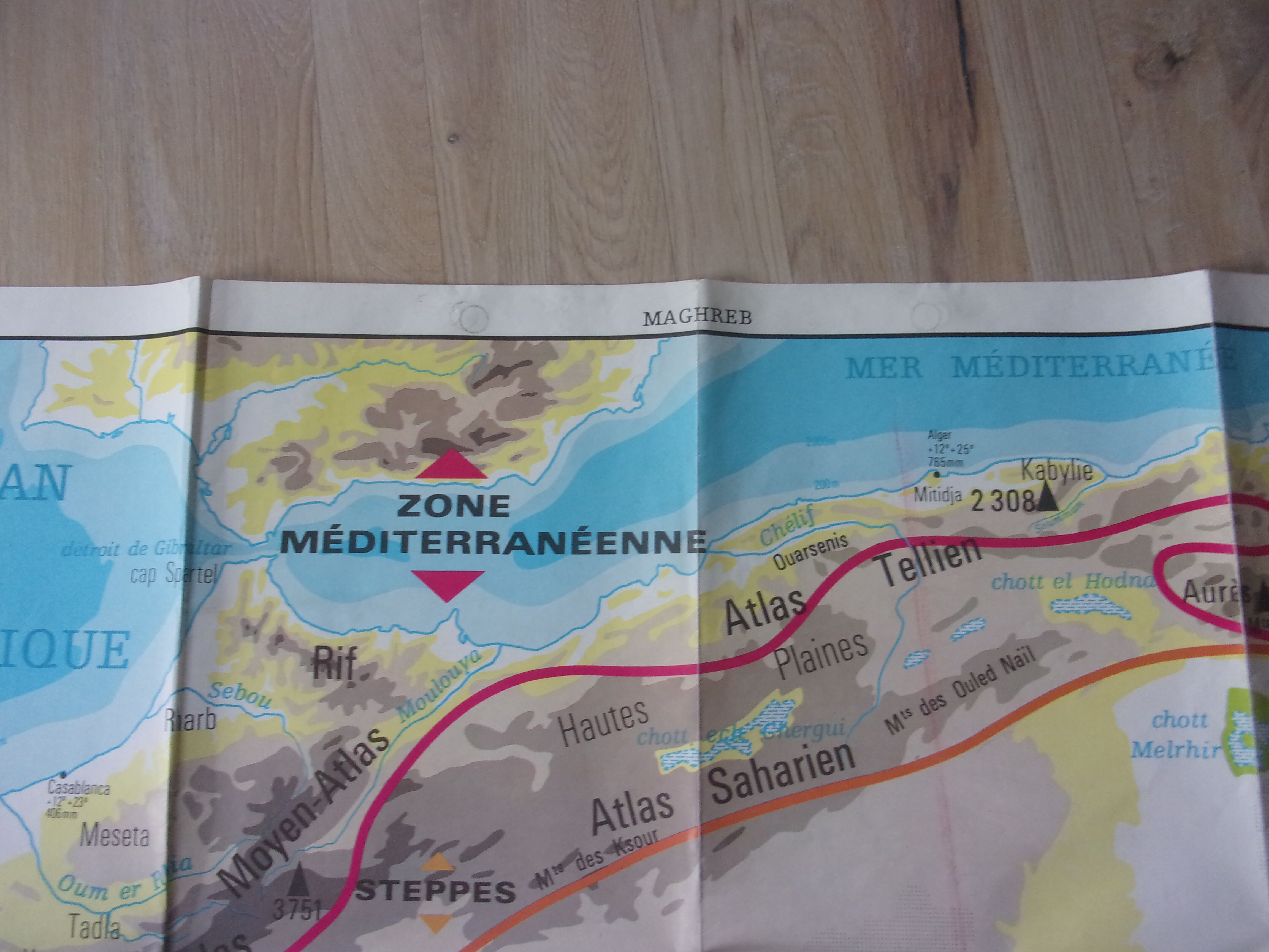 Vintage school map Maghreb / Nile Country