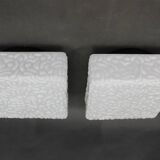 1970s Pair of Milky Glass Square Ceiling Lights, Czechoslovakia