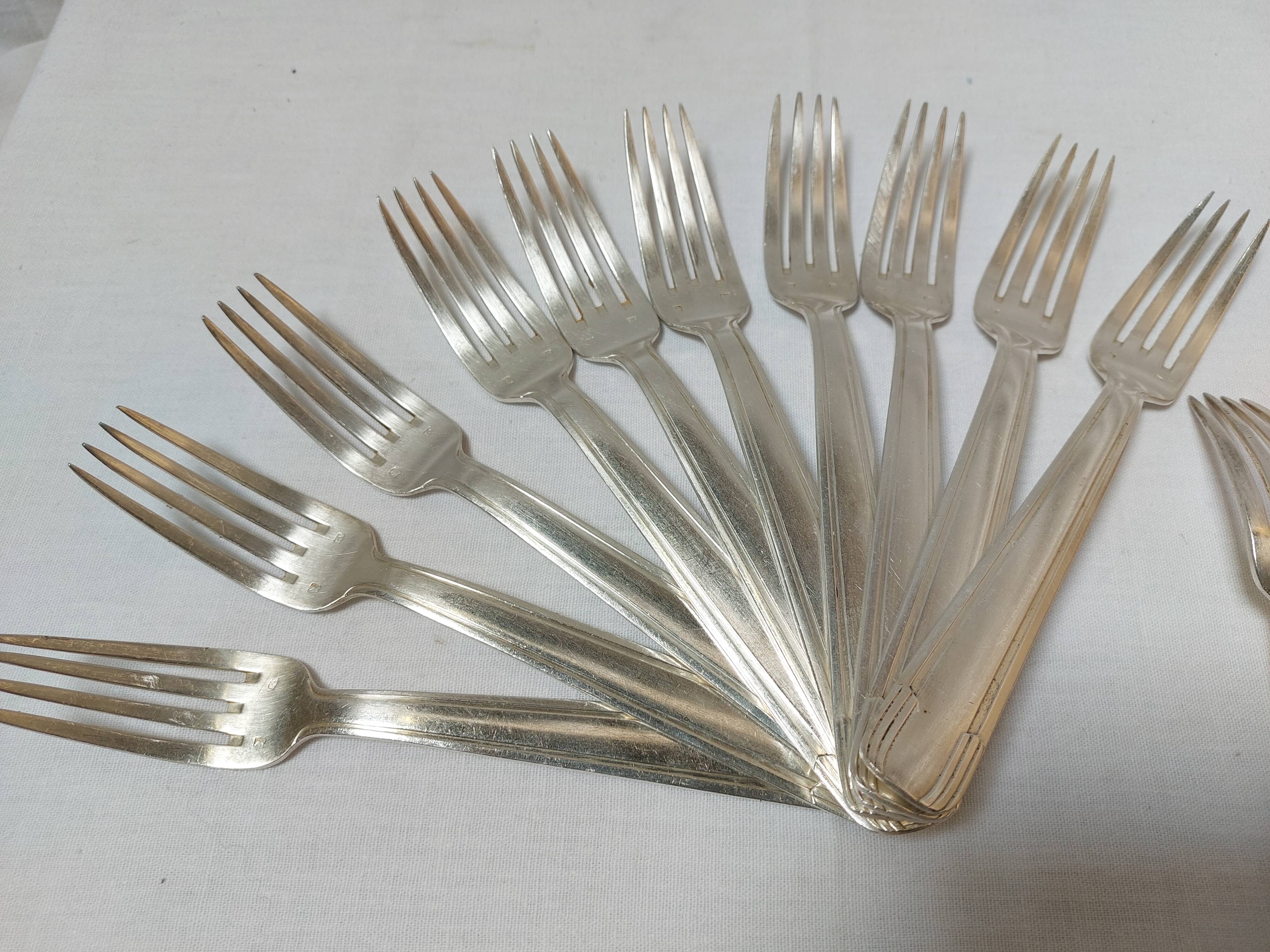 Cutlery set 24 pieces Art Deco in silver metal 84g - Goldsmith's mark