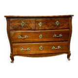 Louis XV curved chest of drawers in solid walnut Period 18th century