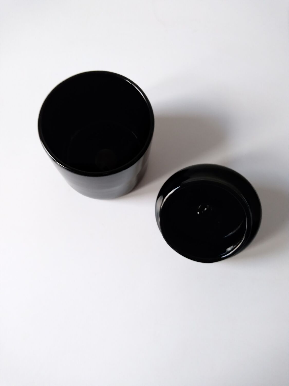 Black opaque glass box with WV glass stamp