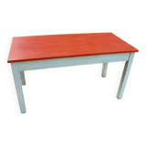 Vintage 1950s kitchen table, orange and white painted wood